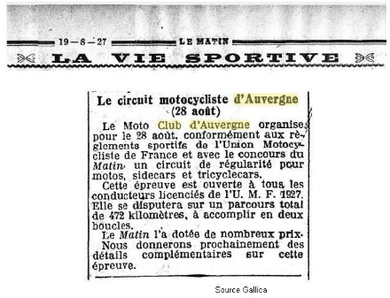 Journal Le Matin août 1927