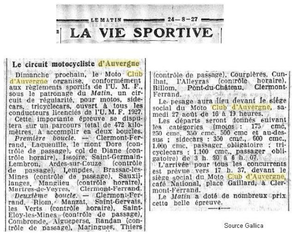 Journal Le Matin août 1927