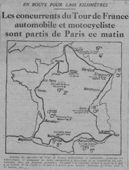 Annonce du tour de France automobile et motocycliste 1924